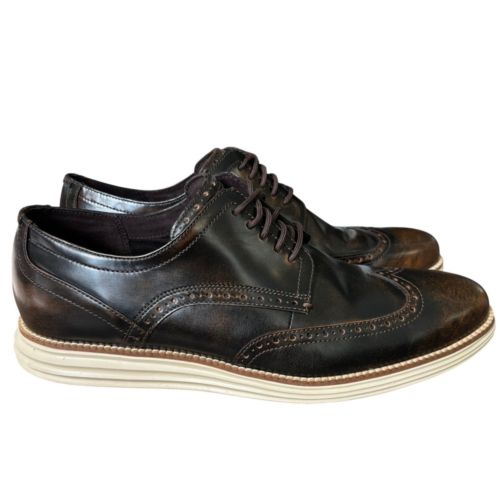 EUC Cole Haan OriginalGrand Wingtip Oxford Shoes Sz 12 Java Brown Leather Preppy